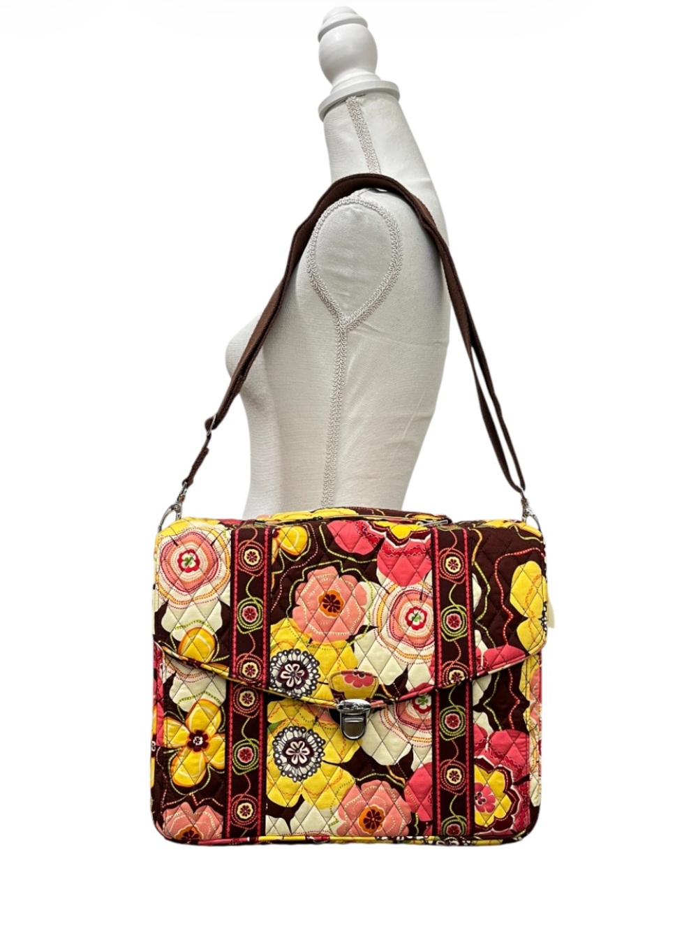 Vera Bradley Quilted Buttercup Laptop Bag - Floral Crossbody Tote Bag